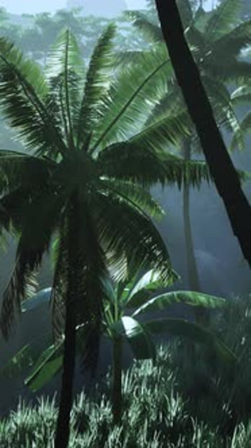 Palm Tree Amidst Jungle Canopy