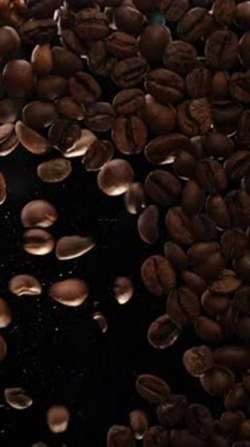 Coffee Beans Falling in Slow Motion