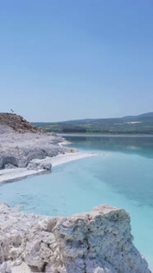 Lake Salda Turkey Aerial View Vertical Video