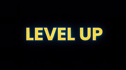 Level Up Glitch Neon Text Reveal Title