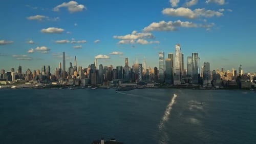Manhattan and One World Trade Center in New York City USA As Seen From Weehawken New Jersey