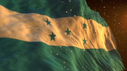 Honduras Flag Waving with Golden Particles