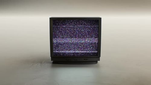 Glitch Effect on Retro TV Screen with Static Noise