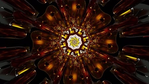 Golden Abstract Geometric Mandala Loop Background