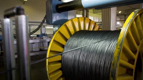 Wire spool feeding production line in factory