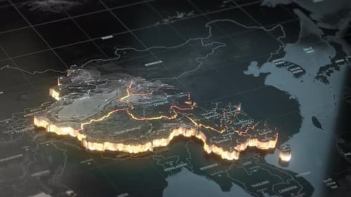 China-Karte mit Länderregionen skizziert Elemente dieser von der NASA bereitgestellten Animation