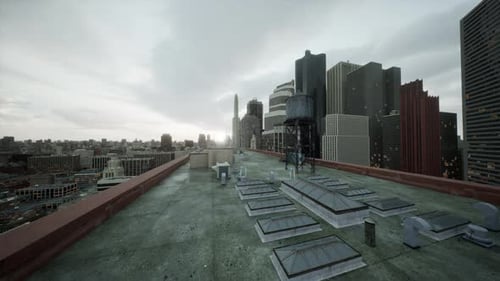 El techo del edificio con vistas a la ciudad desde los rascacielos