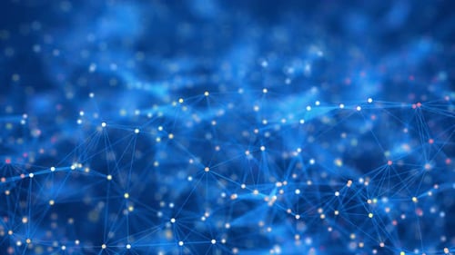 Digital blue background with dots and lines. Network connection structure. Big data visualization.