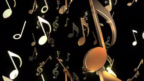 Floating Golden Musical Notes Seamless Loop Background