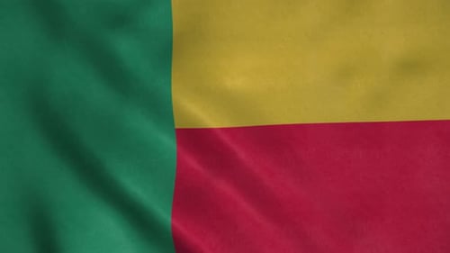 Realistic Waving Flag of Benin with Fabric Texture