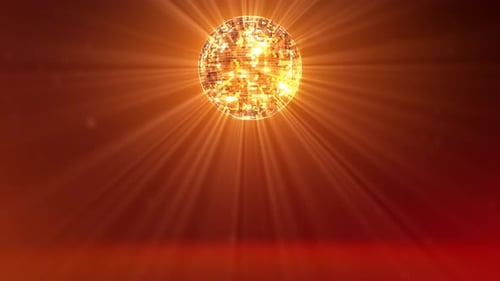 Spinning Golden Disco Ball with Radiant Light Rays Loop