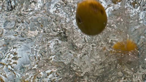 Fruits Plunging into Water, Refreshing Clean Action
