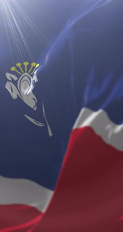 Vertical Waving Flag with Stylized Emblem Animation