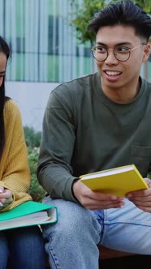 Multiracial College Students Talking at Campus