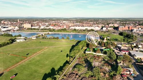 Vista aérea do turismo de Southport no Reino Unido