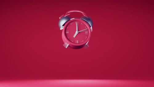 Red Alarm Clock 3D Animation Bouncing And Ringing