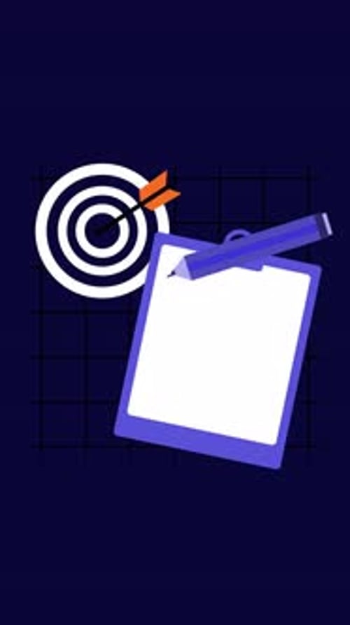 Corporate Goal Setting Animation with Clipboard and Target