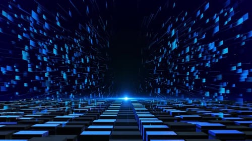 Digital SciFi Deep Cyber Stage Waves Technologie Cyber Lines Hintergrund Tech HUD Hologramm Grid