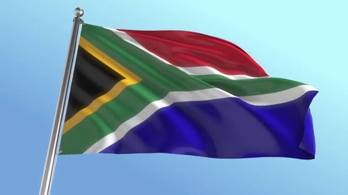 South African National Flag Waving Realistic Animation