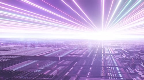 Futuristische Leiterplattenserver Datenstreaming Sci-Fi Tech Laser Fly - 4K