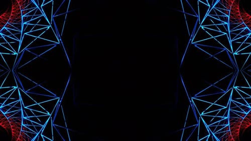 Blauer und roter glänzender beweglicher Spiralgitter-Kaleidoskop-Hintergrund VJ Loop In 4K