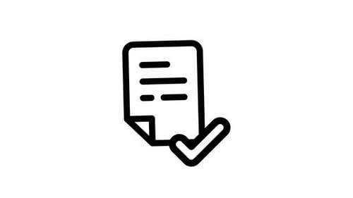 Minimalist Line Icon Animation of Document and Checkmark