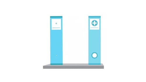 Animated Medical Records Binders on Shelf in Flat Design