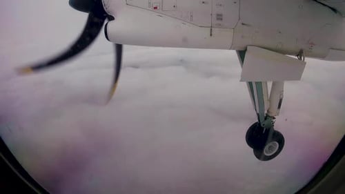 Sioux Lookout Ontario Northern Canada, airplane landing time lapse, snowy small gravel airport north
