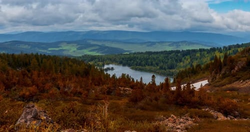 Mountain Lake Timelapse at the Summer or Autumn Time