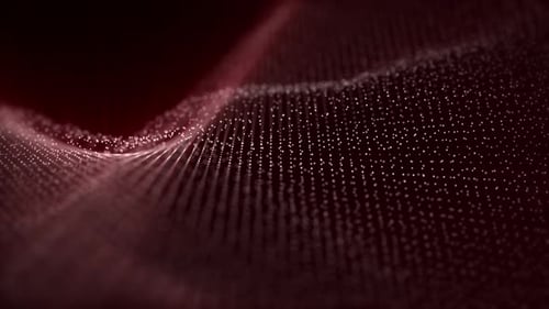 Looped cyber technology background with elegant wave structure made of shiny particles