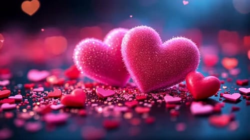 Glittering Pink Hearts Background Loop for Romantic Content