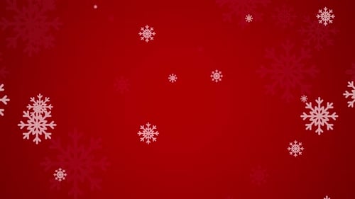 Animated Christmas Red Background with Falling Snowflakes