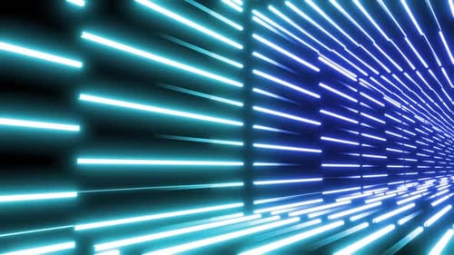 Enter a purple abstract tunnel with grid lines and glowing spheres