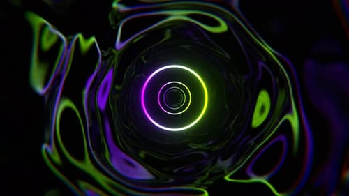 Purple And Light Green Infinity Sci Fi Neon Tunnel Background VJ Loop l 4K