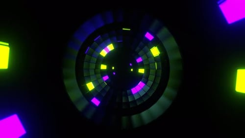 Purple And Light Green Neon Shimmer Spherical Tunnel Background Vj Loop In 4K