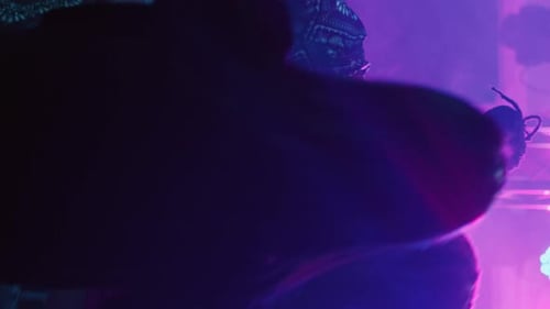 Excited Crowd Dancing at Music Concert at Night