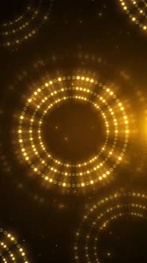 Animated Golden Geometric Circles Light Particles Background