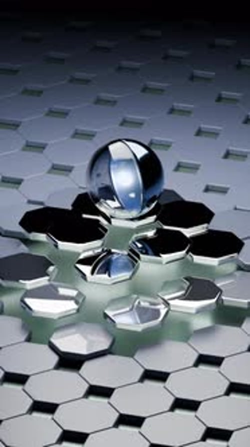 3D-Animation mit Metallkugeln, die eine Schleife befriedigen