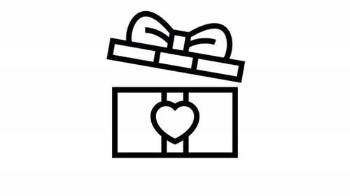 Minimalist Line Art Gift Box with Heart Opening Animation