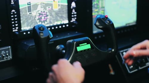 Young Woman Working As Pilot Sitting in Cabin of Plane