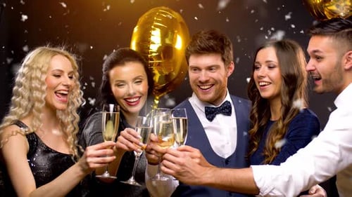Smiling Friends Toasting Champagne at a Celebration