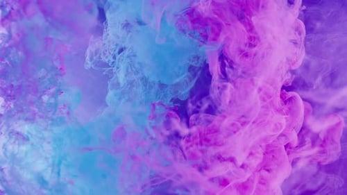 Abstract Ink Flowing in Water, Pink and Blue