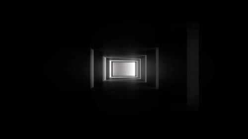 Transición de formas geométricas abstractas modernas en un espacio minimalista oscuro