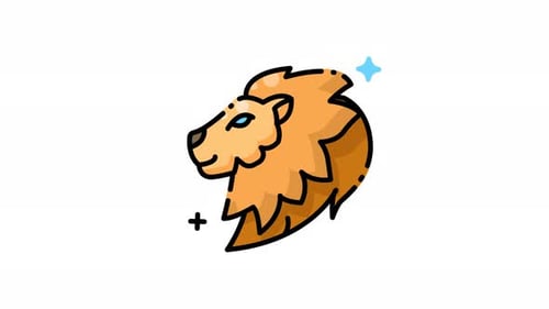 Astrology leo a regal lion with piercing blue eyes icon animation video