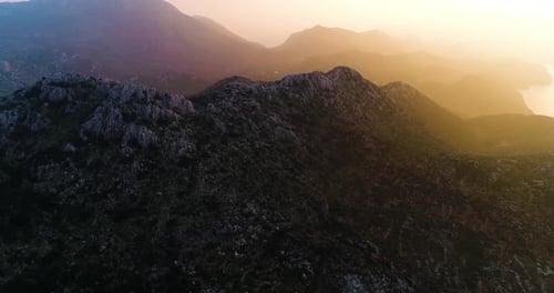 Mountain and sun landscape