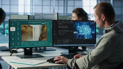 Ingenieur programmiert virtuellen KI-Assistenten, der Clips produziert