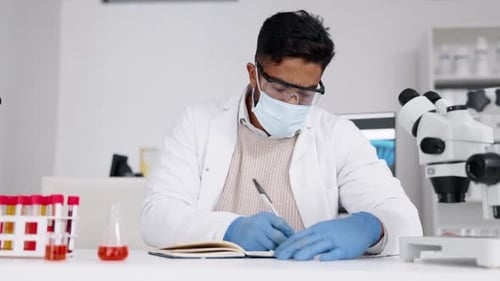 Stressed Scientist Working in Laboratory