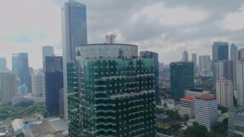 Jakarta, 01 July 2025, Aerial view Jakarta Cityscape with Skyscrapers