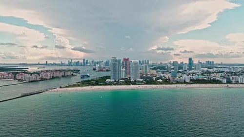 Aerial Shot of the of Miami Beach During a Bright Sunny Day Miami Beach Wonderful Aerial View of