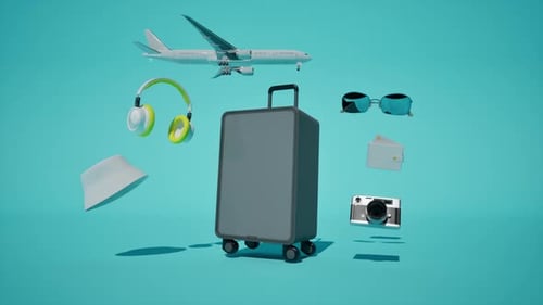 Modern 3D Travel Essentials Packing Animation